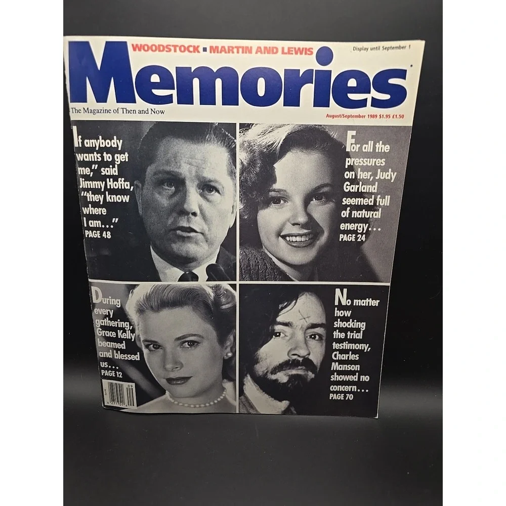 Memories Magazine August September 1989 Hoffa Garland‎ Kelly Manson